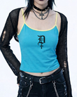 Mavi Gothic Design Retro Askılı Croptop