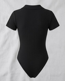 Siyah Polo Yaka Fitilli Likralı Premium Zıbın