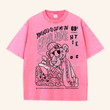 Yıkamalı Pink Panter Oversize Vintage T-shirt