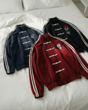 China Design Çift Çizgili Oversize Unisex Ceket ( 3 İplik)