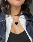 Lock & Key Black Heart Kolye