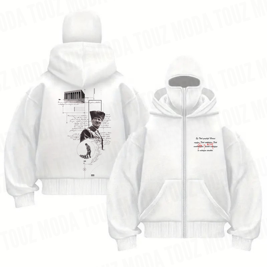 Balaclava Atatürk Baskılı Ninja Hoodie Sweatshirt
