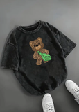 Cute Bear Baskılı Unisex Oversize T-shirt