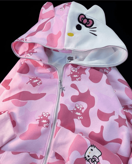 Sanrio Kawaii Cat Hello Kitty Detail Hırka