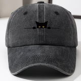 Yıkamalı Vintage Cute Cat Kids Baskılı Unisex Şapka