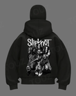 Slipknot Maske Detaylı Oversize Fermuarlı Siyah Unisex Kapüşonlu Hırka