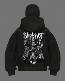 Slipknot Maske Detaylı Oversize Fermuarlı Siyah Unisex Kapüşonlu Hırka
