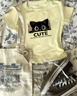 Kemer Boy Sweet Cute Cat Crop Bluz