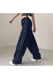 Harajuku Zip Detail Çift Çizgili Tracksuit Oversize Eşofman Altı