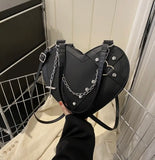 Gothic Punk Heart Tarzı Küçük Omuz Çantası