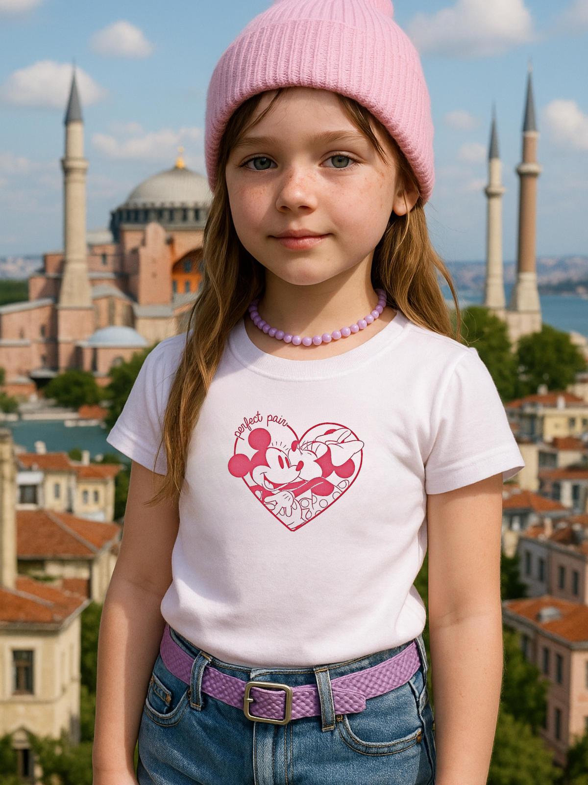 Disney Baskılı Kids Beyaz Unisex Oversize T-Shirt