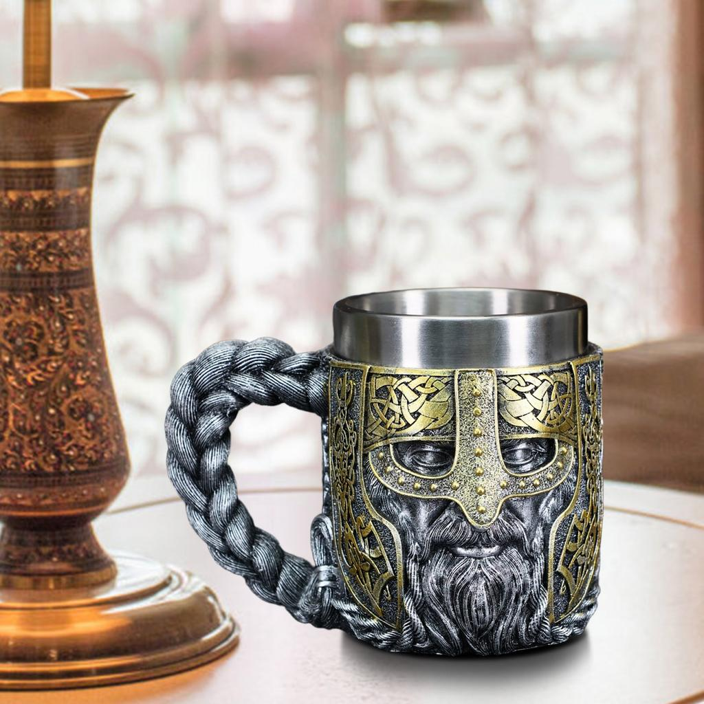 Viking Miğferli Savaşcı Tasarım Paslanmaz Çay Kahve Kupa Bardak