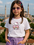 Hello Kitty Baskılı Kids Beyaz Unisex Oversize T-Shirt