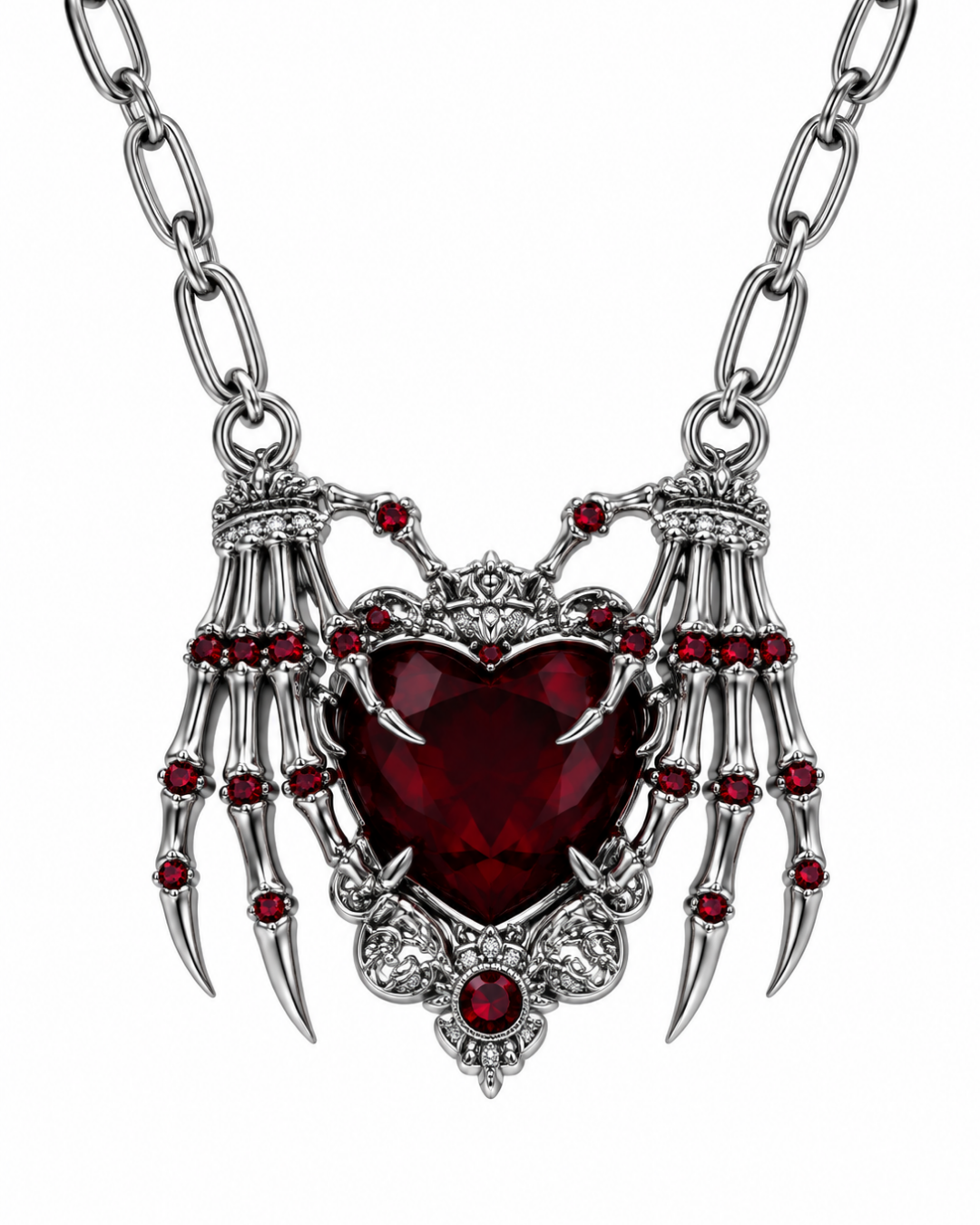 Whimsigoth Skeleton Heart Kolye
