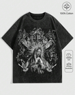Vintage Gothic Angel Graphic Yıkamalı Oversize T-Shirt