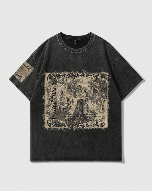 Vintage Anime Acid-Washed Yıkamalı Oversize T-Shirt