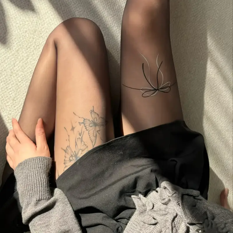 Butterfly Gothic Desenli Ithal Fileli Külotlu Çorap