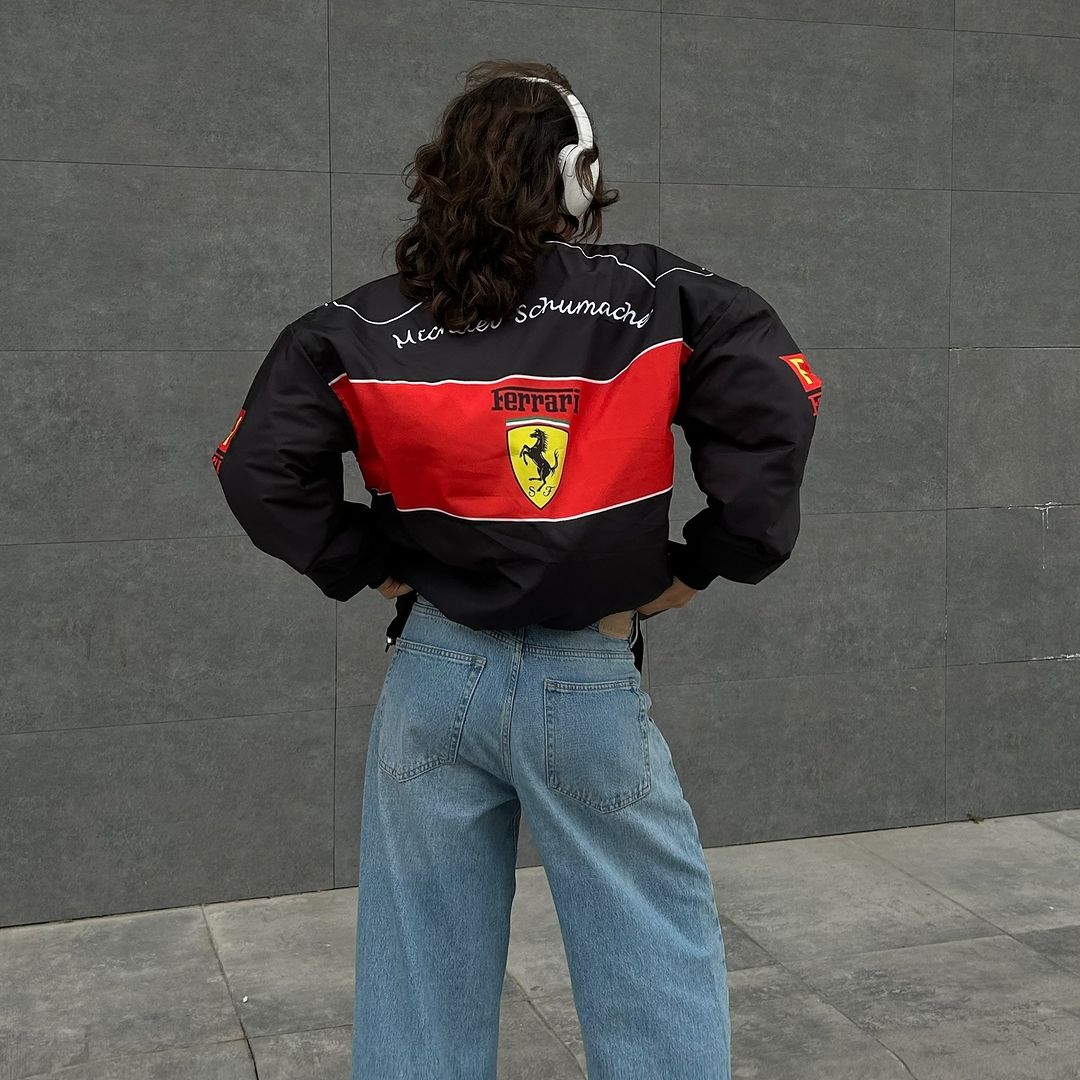 Ferrari Baskılı Unisex Bomber Ceket