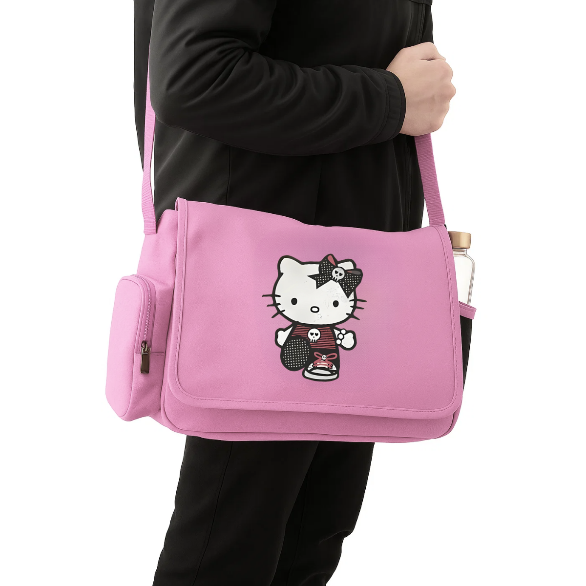 Hello Kitty Renkli Baskılı Unisex Postacı Çantası