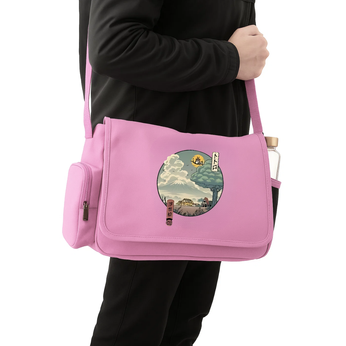 Totoro Renkli Baskılı Unisex Postacı Çantası