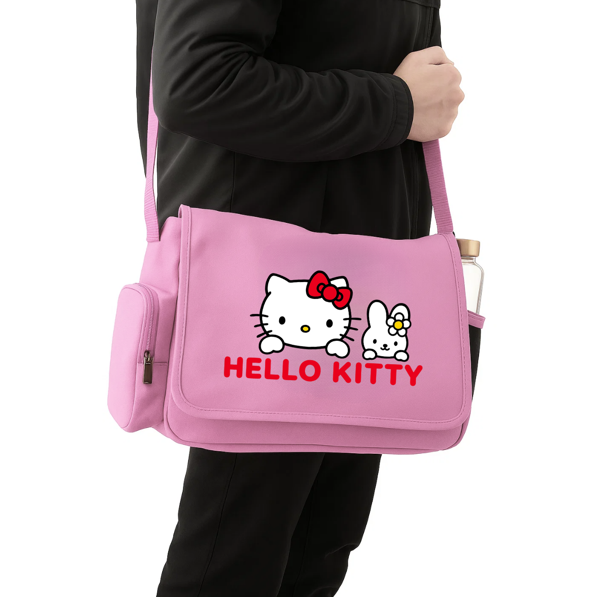 Hello Kitty Renkli Baskılı Unisex Postacı Çantası