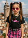 Girl Power Kids Siyah Unisex Oversize T-Shirt