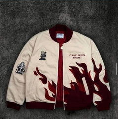 Bej Anime Flame Hashira Kyojuro Rengoku Unisex Bomber Ceket