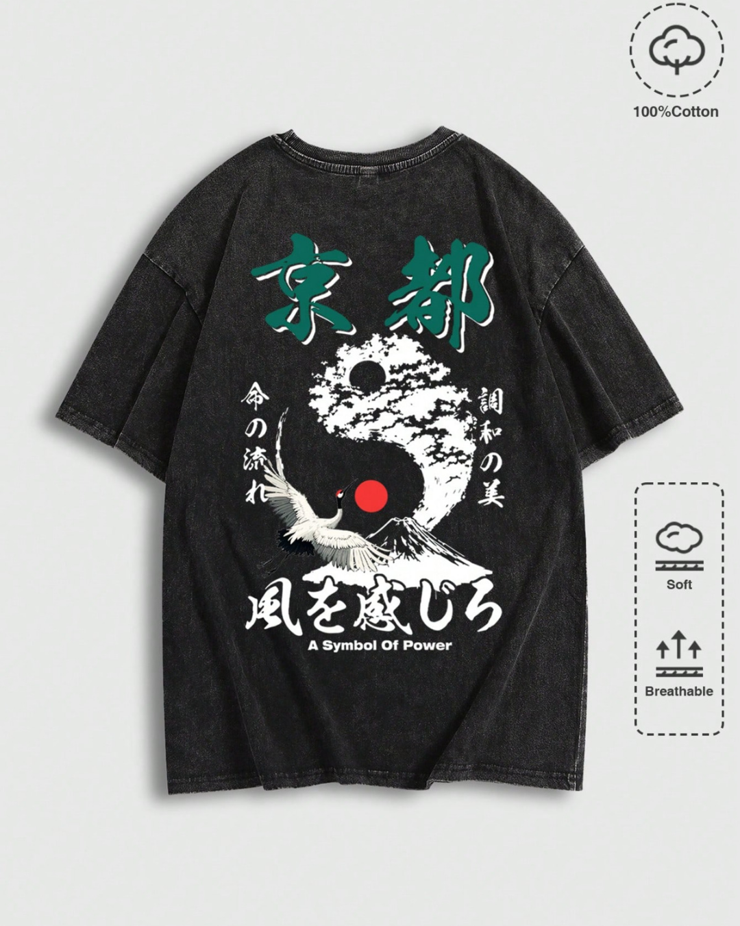 Vintage Japan Graphic Yıkamalı Oversize T-Shirt