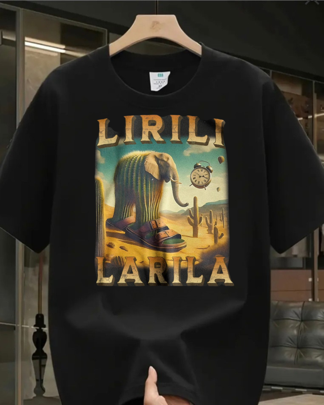 Lirili Larila Baskılı Yıkamalı Vintage Unisex Oversize T-Shirt