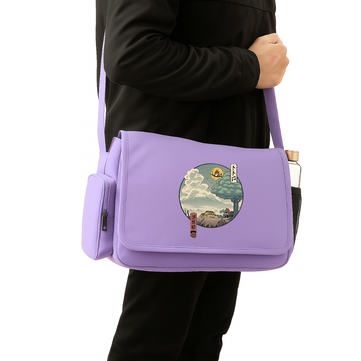 Totoro Renkli Baskılı Unisex Postacı Çantası