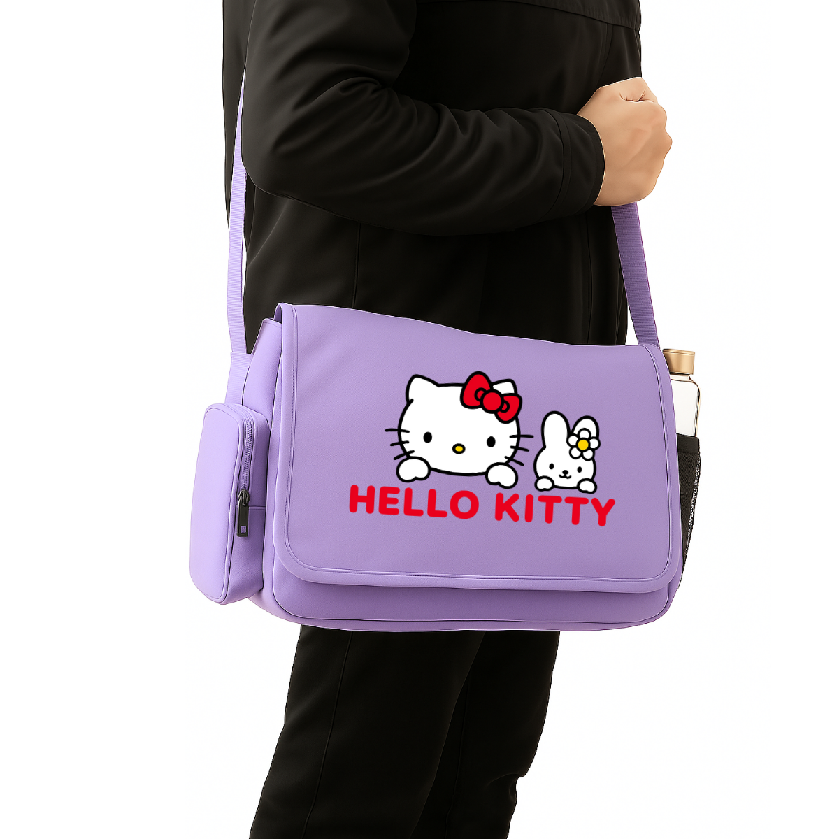 Hello Kitty Renkli Baskılı Unisex Postacı Çantası
