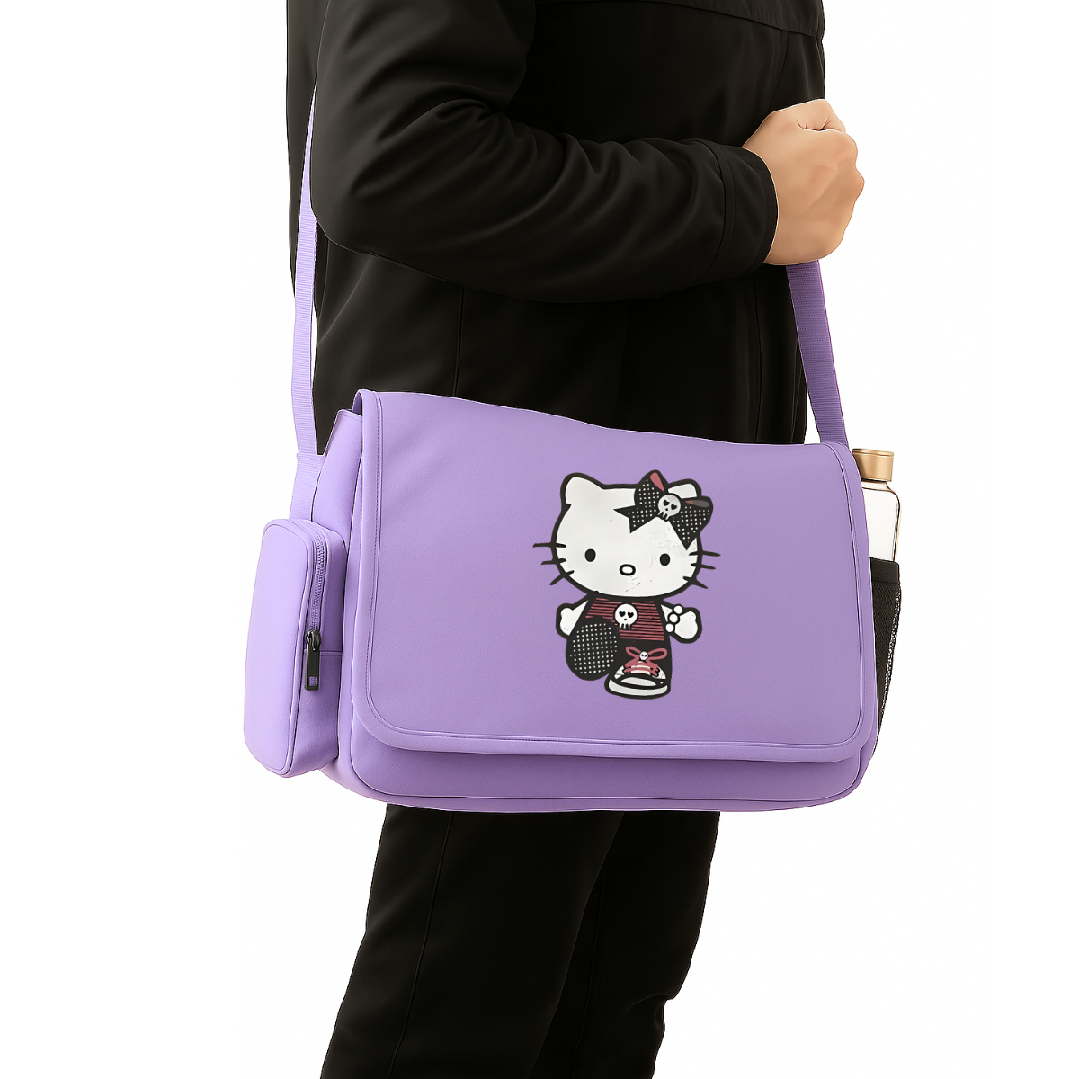 Hello Kitty Renkli Baskılı Unisex Postacı Çantası