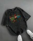 Yıkamalı TNT Baskılı Oversize Vintage Tshirt