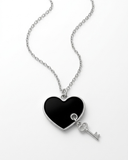 Lock & Key Black Heart Kolye