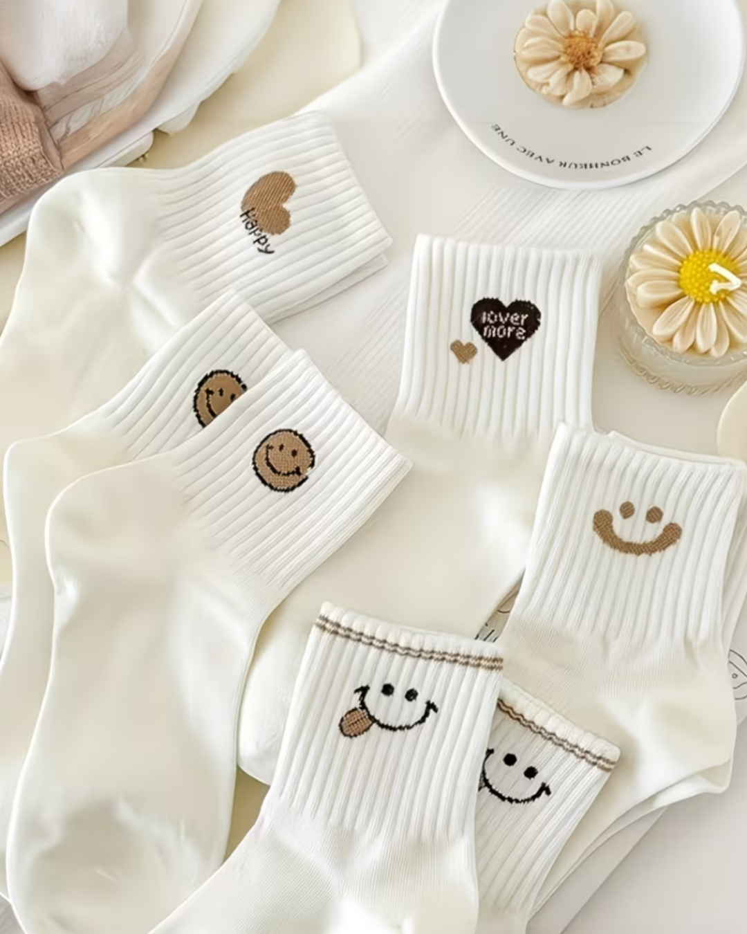 Pinterest Smile Desenli Çorap (5 Çift)