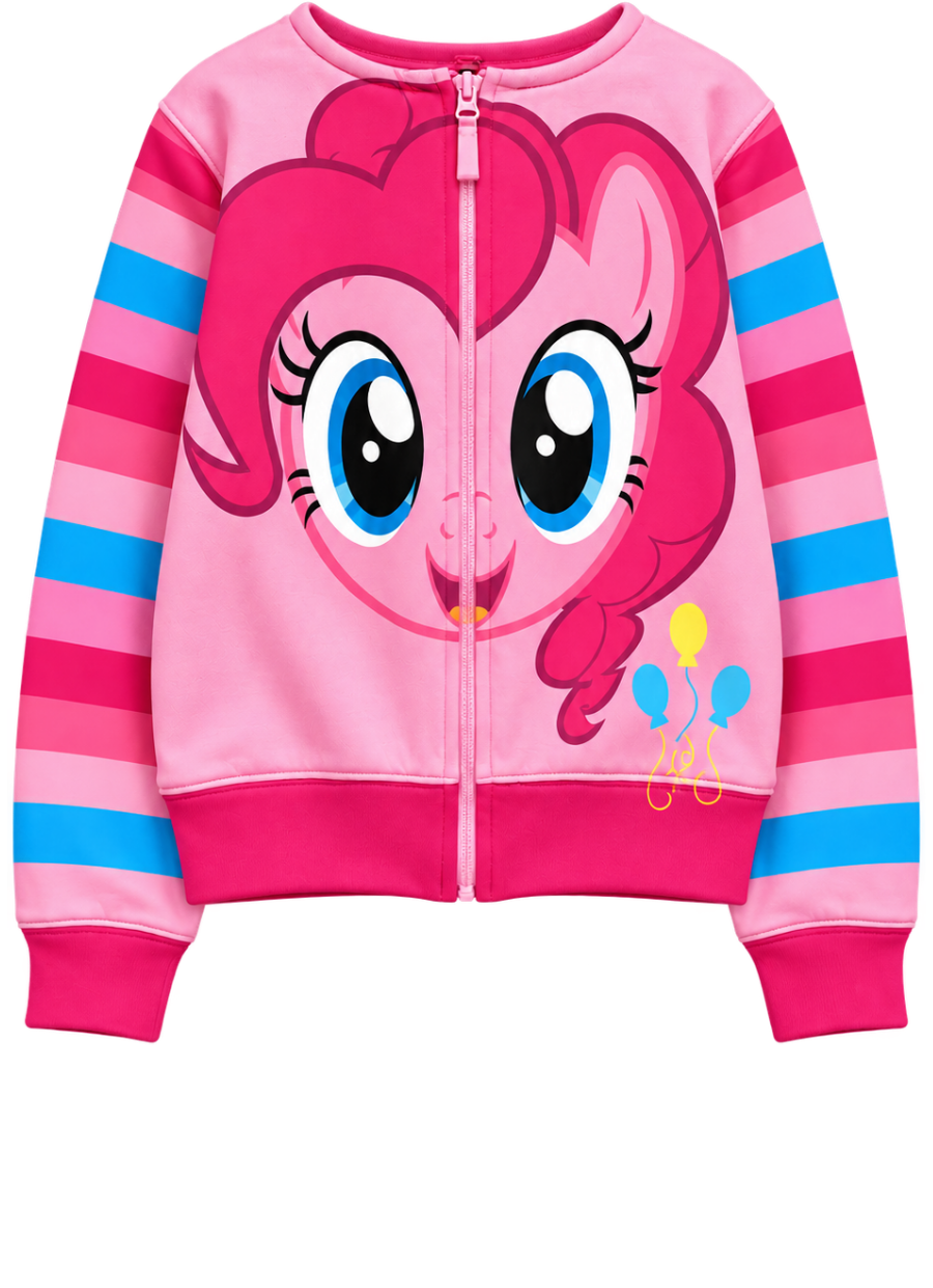 My Little Pony Pinkie Pie Desenli Kapüşonlu Fermuarlı Sweatshirt