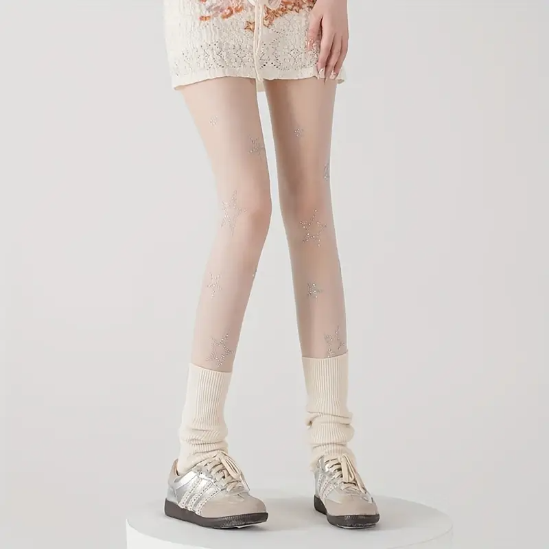 Yıldız İşlemeli Desenli Ithal Külotlu Çorap