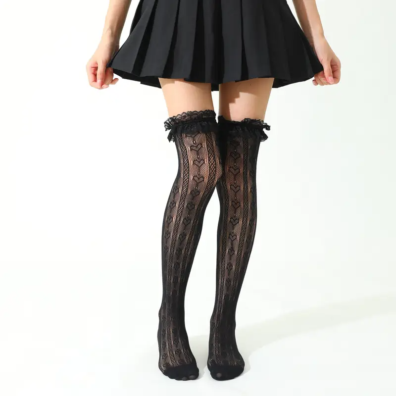 Heart Desenli Ithal Fileli Dizüstü Çorap