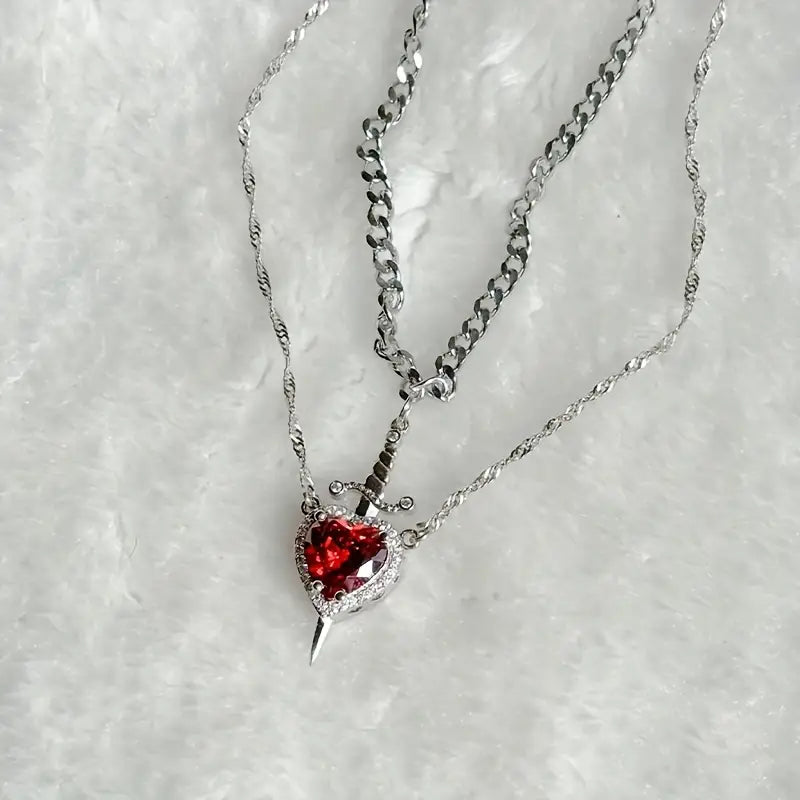 Kalp ve Kılıç Kolye Eşsiz Couple Kolye