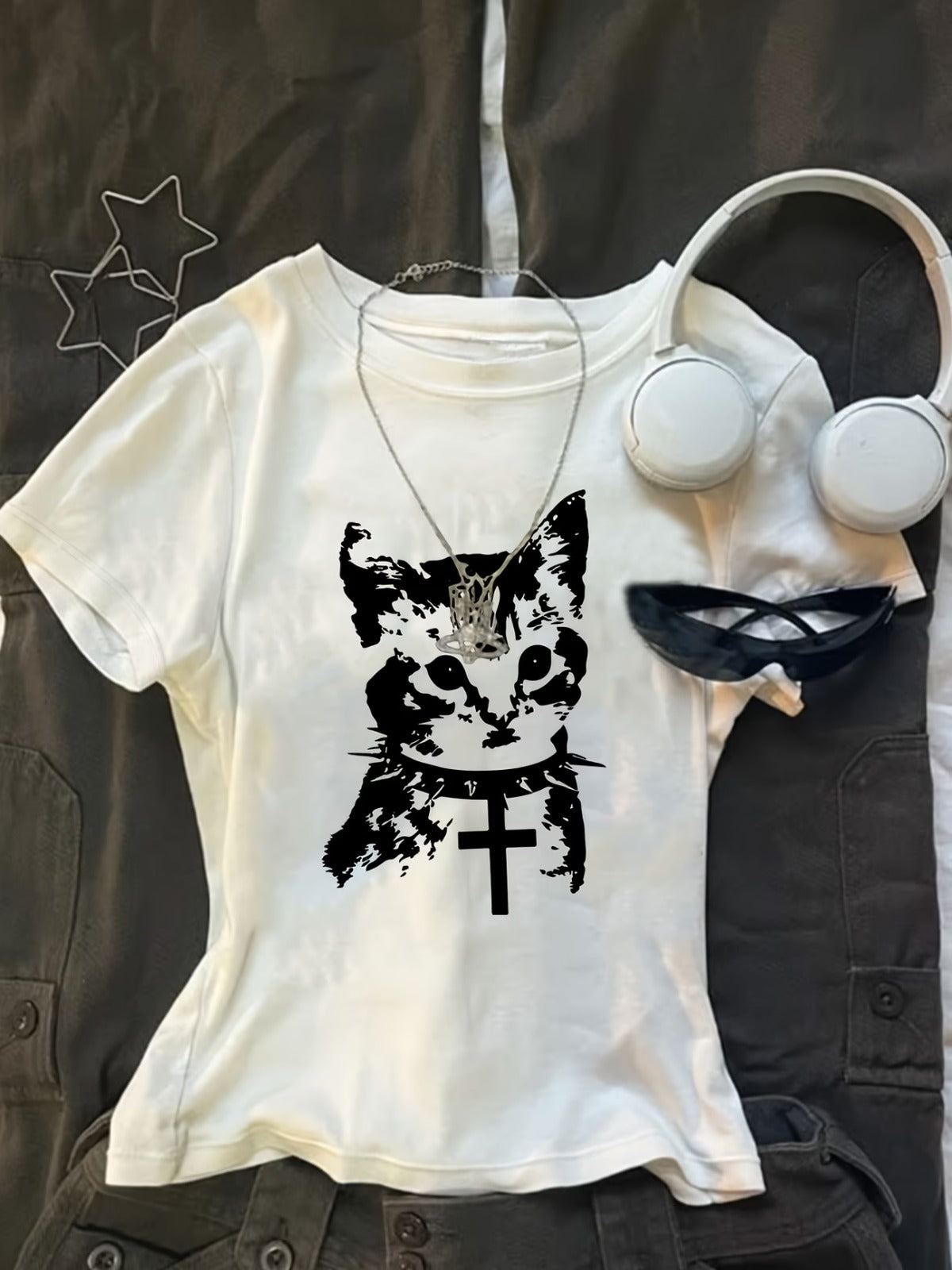 Kemer Boy Gothic Cat Crop Bluz