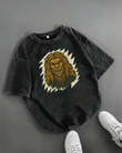 Yıkamalı Garett Baskılı Oversize Vintage Tshirt
