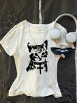 Kemer Boy Gothic Cat Crop Bluz