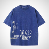 Yıkamalı In God The Trust Oversize Vintage T-shirt