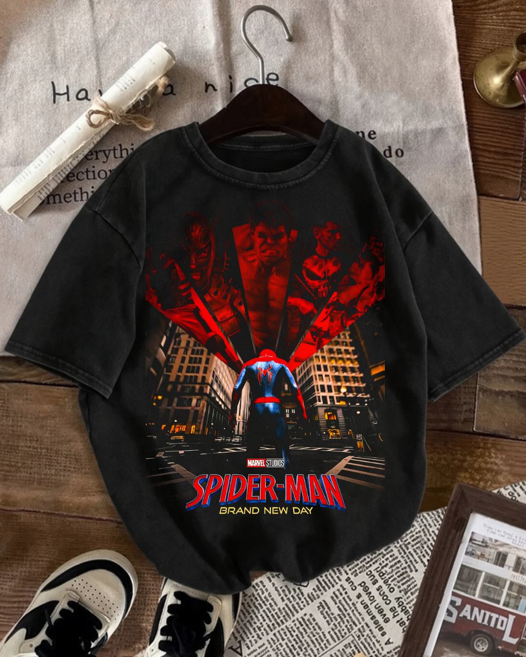 Spider Man Baskılı Unisex Oversize T-Shirt