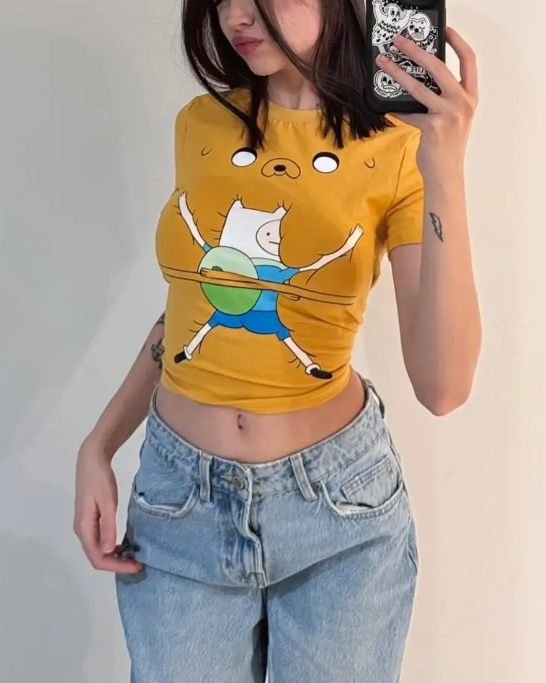 Adventure Time Fin and Jack Y2K Kısa Kollu Crop