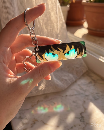 Anime My Hero Academia Izuku Midoriya Güneşte Gözleri Parlayan Anahtarlık