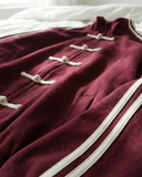 Çift Çizgili Bordo Oversize Unisex Ceket