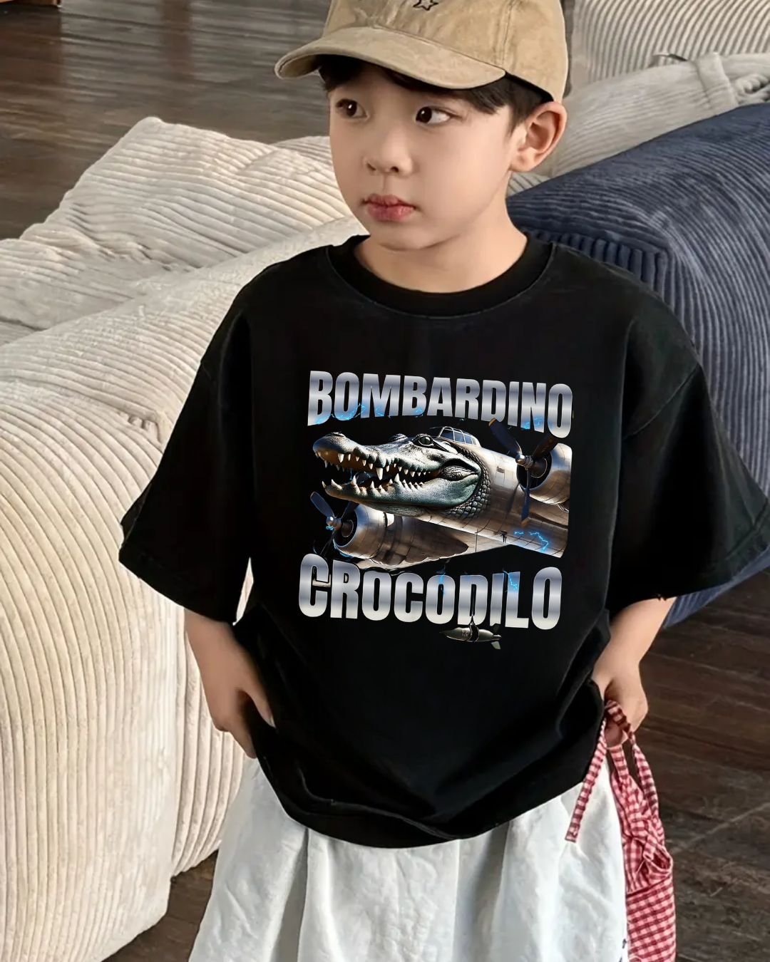 Tung Tung Tung Sahur Baskılı Kids Unisex Oversize T-Shirt