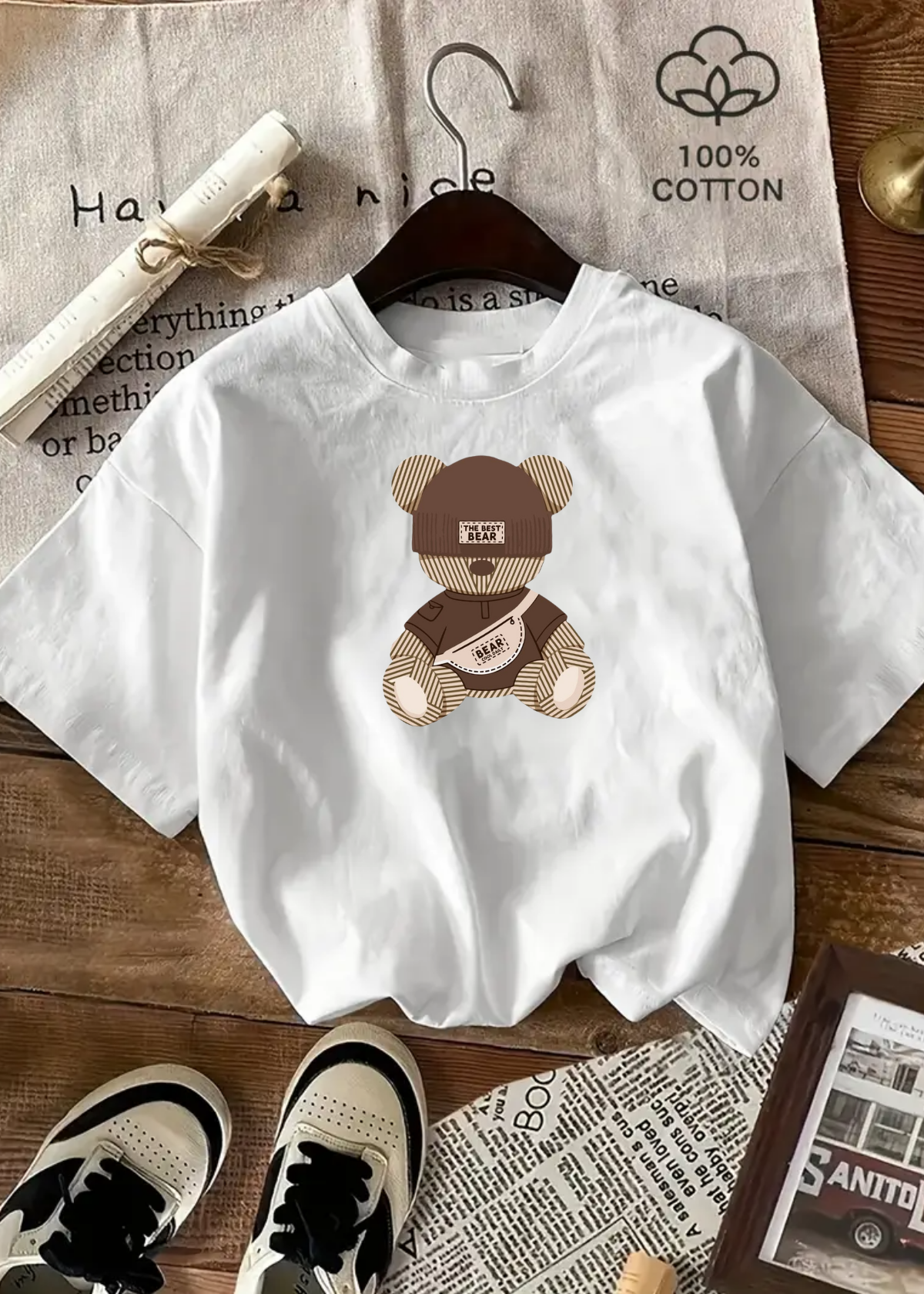 The Cute Bear Baskılı Unisex Oversize T-shirt
