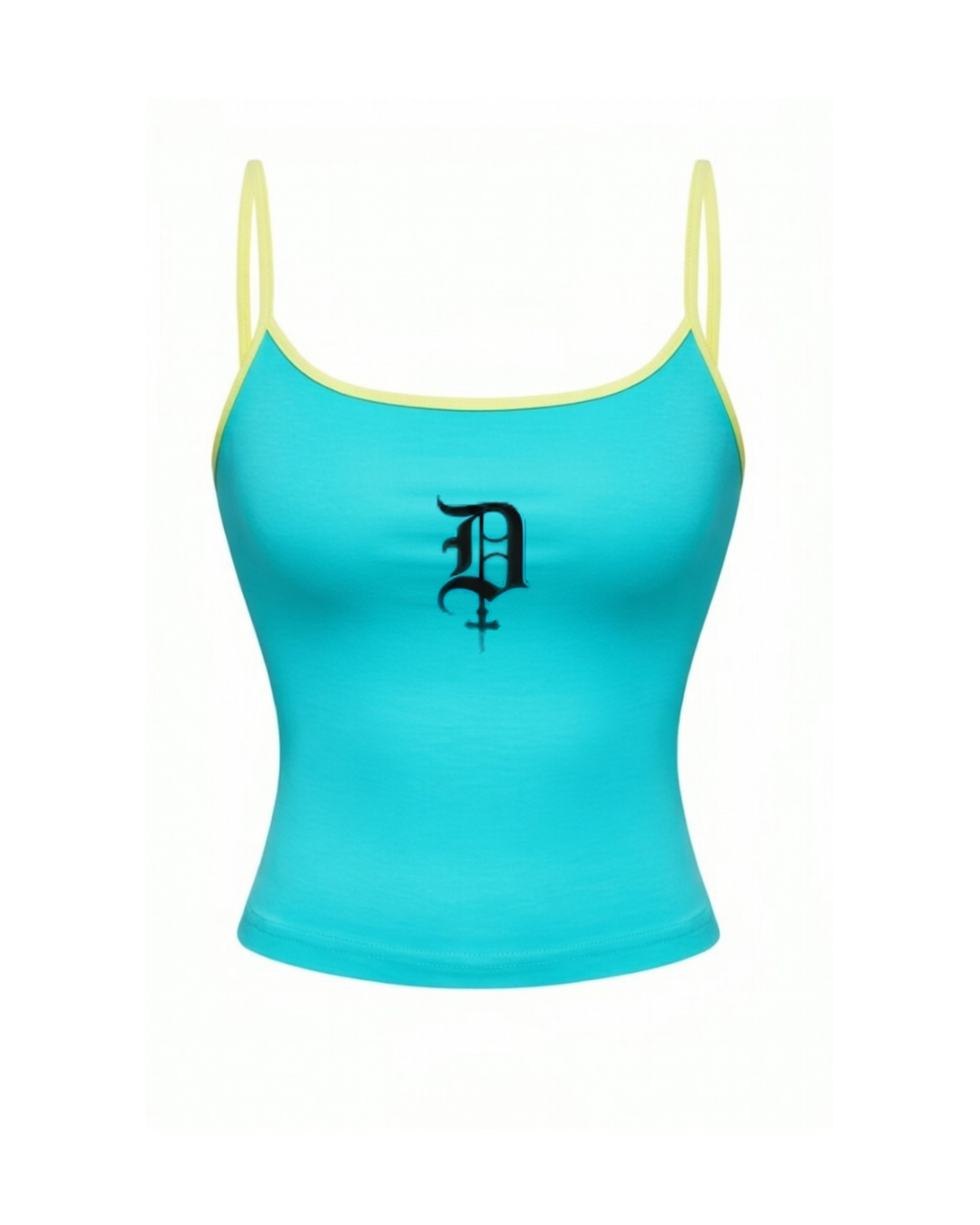 Mavi Gothic Design Retro Askılı Croptop